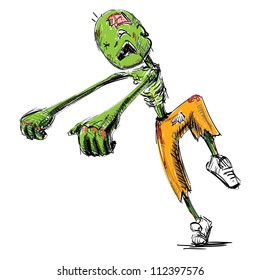 Zombie isolated on white. Hand drawing sketch vector illustration