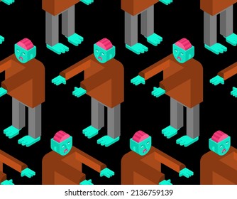 Zombie isometric pattern seamless. Dead man monster texture. zombi background