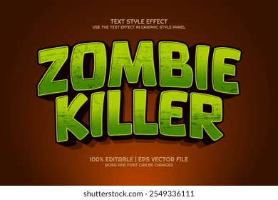 Zombie Killer cartoon Editable text Effect 3D Game Style