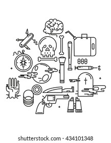 Zombie land icon set