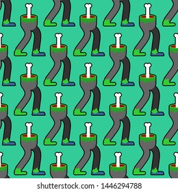 Zombie legs pattern seamless. Green feet of dead man background. Vector texture
