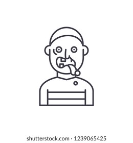Zombie line icon concept. Zombie vector linear illustration, symbol, sign