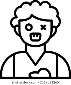 Zombie Line Vector Icon Design