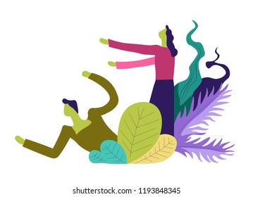 Zombie living undead creatures attack on people vector