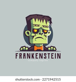 Plantilla de logotipo zombi. Ilustración vectorial de la plantilla del logotipo zombie de dibujos animados. mascota frankenstein