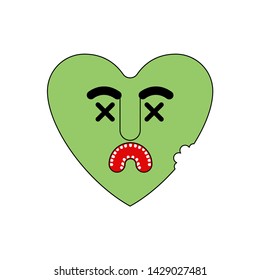 Zombie love green heart. Dead amour Vector illustration
 
