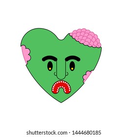 Zombie love green heart. Dead amour Vector illustration
 
