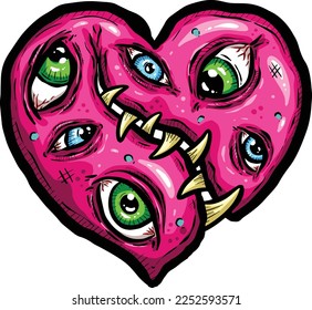 Zombie Love Heart Halloween Valentines Day Illustrations