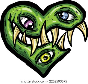 Zombie Love Heart Halloween Valentines Day Illustrations