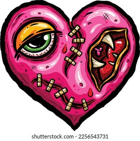 Zombie Love Heart Halloween Valentines Day Illustrations