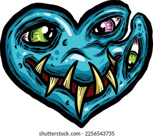 Zombie Love Heart Halloween Valentines Day Illustrations