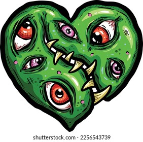 Zombie Love Heart Halloween Valentines Day Illustrations