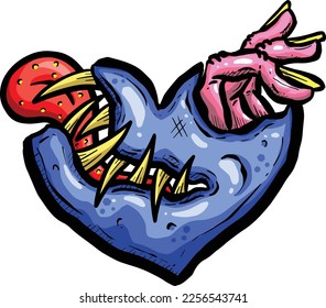 Zombie Love Heart Halloween Valentines Day Illustrations