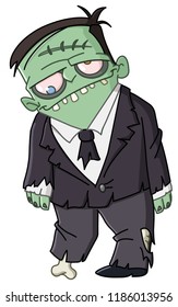 Zombie man with a torn suit