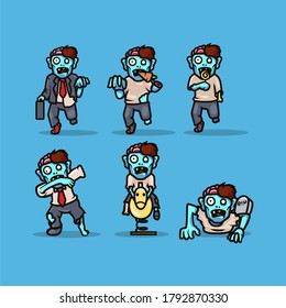 Zombie Mascot illustration design set template