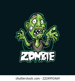 Diseño del logotipo de mascota zombi con un estilo de ilustración moderno para impresión de insignias, emblemas y camisetas. Ilustración zombie enfadada.