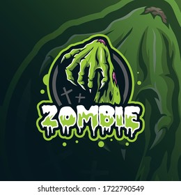 zombie mascot logo design vector with modern illustration concept style for badge, emblem and tshirt printing. hand zombie illustration.