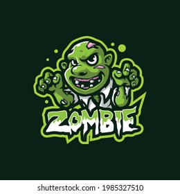 Zombie mascot logo design vector with modern illustration concept style for badge, emblem and t shirt printing. Angry zombie illustration.