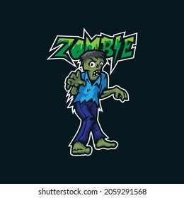 Zombie mascot logo design vector with modern illustration concept style for badge, emblem and t shirt printing. Zombie illustration.