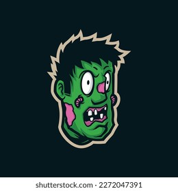 Vector de diseño de logotipo de mascota zombi con un estilo de ilustración moderno para impresión de insignias, emblemas y camisetas. Ilustración de cabeza zombi.