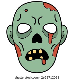 zombie máscara festa carnaval celebração aniversário plana cor vetor ilustração modelo design