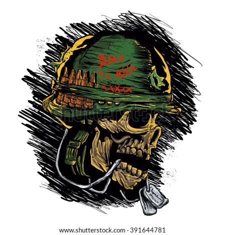 zombie with military helmet