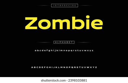 Zombie Modern Bold Font. Sans Serif Font. Regular Italic Uppercase Lowercase Typography urban style alphabet fonts for fashion, sport, technology, digital, movie, logo design, vector