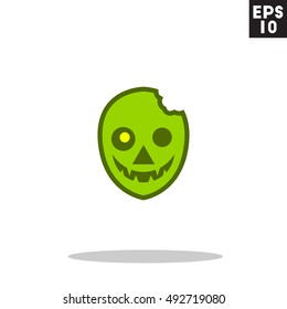 Zombie monster face halloween icon in trendy flat style isolated on grey background. Id card symbol for your design, logo, UI. Vector illustration, EPS10. Colored.