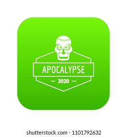 Zombie monster icon green vector isolated on white background