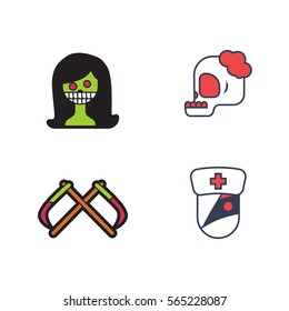 Zombie Monster Icon Logo Vector Set Element