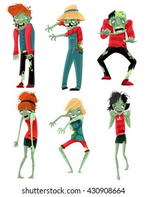 Zombie monsters live dead games cartoon popular funny and scary characters collection abstract isolated vector illustration 