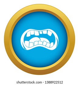 Zombie mouth icon blue vector isolated on white background for any design