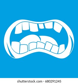 Zombie mouth icon white isolated on blue background vector illustration