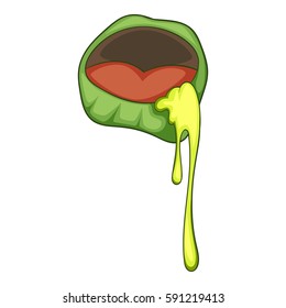 Zombie mouth with mucus icon. Cartoon illustration of zombie mouth with mucus vector icon for web