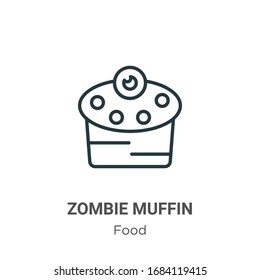 Zombie muffin outline vector icon. Thin line black zombie muffin icon, flat vector simple element illustration from editable food concept isolated stroke on white background