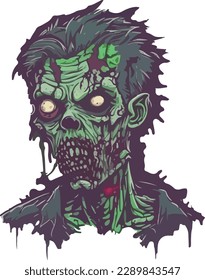 Ilustración vectorial zombi multicolor aislada en fondo blanco