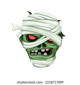 Zombie mummy head character cartoon illustration vector