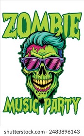 Zombie Music Party Event Vector Design.