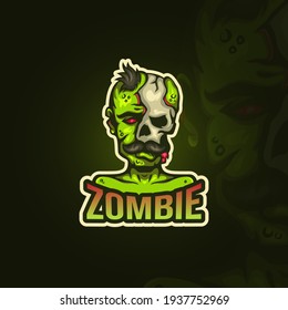 Zombie with mustache esport logo
