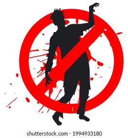 Zombie no sign vector cartoon illustration isolated on a white background.