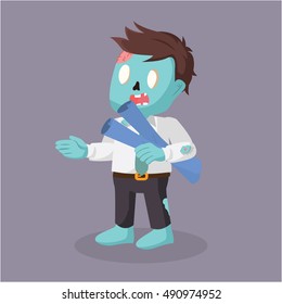 zombie office holding his work