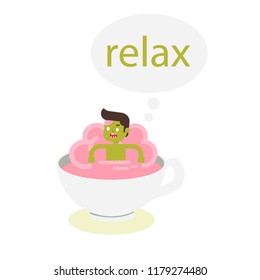 zombie office relaxing in brains cup