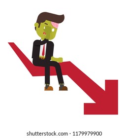 zombie office sitting on a falling arrow