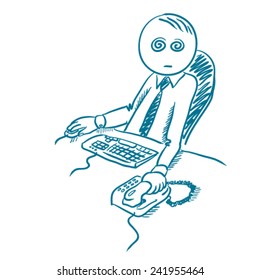 Zombie office worker vector sketch