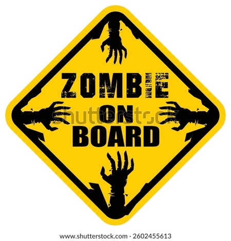 Zombie on board, sign vector
