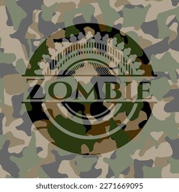 Zombie on camouflaged pattern. Vector Illustration. Detailed. 