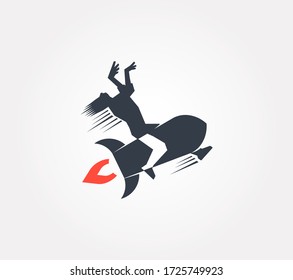 Zombie on rocket print vector illustration for invitation, greeting card, banner, poster.