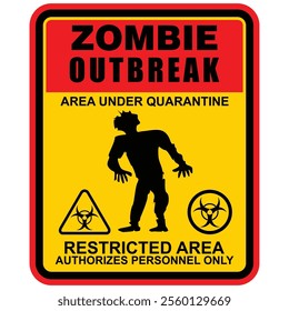  zombie outbreak, Area Under quarantine, sign vector