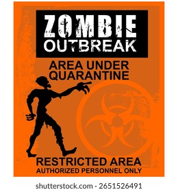 Surto de ZUMBI, área em quarentena, vetor de cartaz