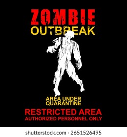 Surto de ZUMBI, área em quarentena, vetor de cartaz